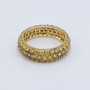 Sterling Silver Gold Plated C Z Eternity Band Ring Size 8.5